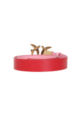 Pinko Love Berry H3 Belt Piel Bottalata+Vit.Seda Cinturón, Rn6q_Mult.Rojo/Rosa-Antique Gold, L para Mujer