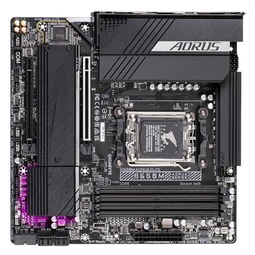 GIGABYTE B650M AORUS Elite Placa Base - Compatible con procesadores AMD Ryzen 9000, VRM de 12+2+2 Fases, hasta 8000 MHz DDR5, 1xPCIe 5.0 + 1xPCIe 4.0 M.2, LAN 2.5GbE, USB 3.2 Gen 2x2