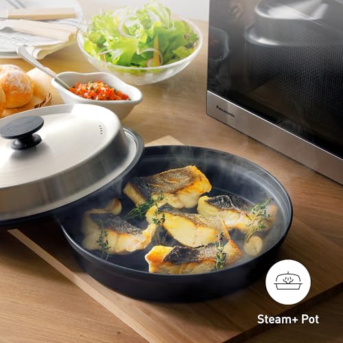 Panasonic NN-GD39QSEPG 29L Horno microondas parrilla de acero inoxidable con plato de vapor, 1000W, descongelación automática, rueda y accesorios