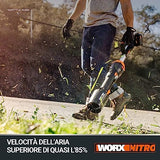 WORX WG585E Soplador de Hojas 40V Máx. (2x20V) Motor sin escobillas, Incluye 2 baterías de 4Ah y Cargador Doble,Tecnología de amplificación de Aire
