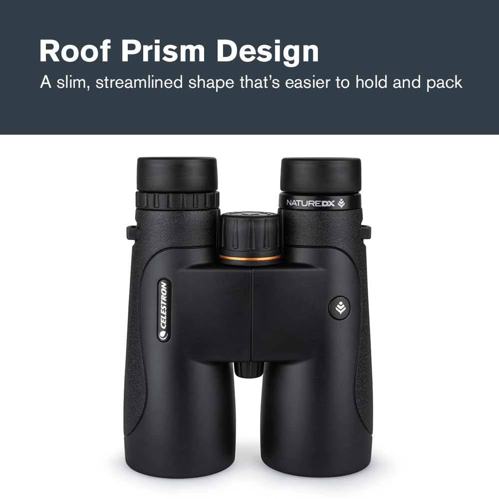 Celestron 72326 Nature DX 12x50: prismáticos para Exteriores y para observar Aves, con Revestimiento múltiple Completo y prismas BaK-4, Carcasa revestida de Goma y Resistente al Agua y el vaho