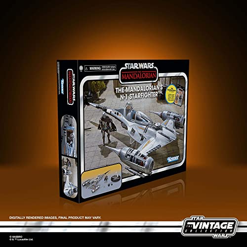 Star Wars La colección Vintage - Caza Estelar N-1 de El Mandaloriano - Serie The Mandalorian - Figura y vehículo a Escala de 9,5 cm