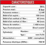 Compresor silencioso, 50 l, 1,3 HP.