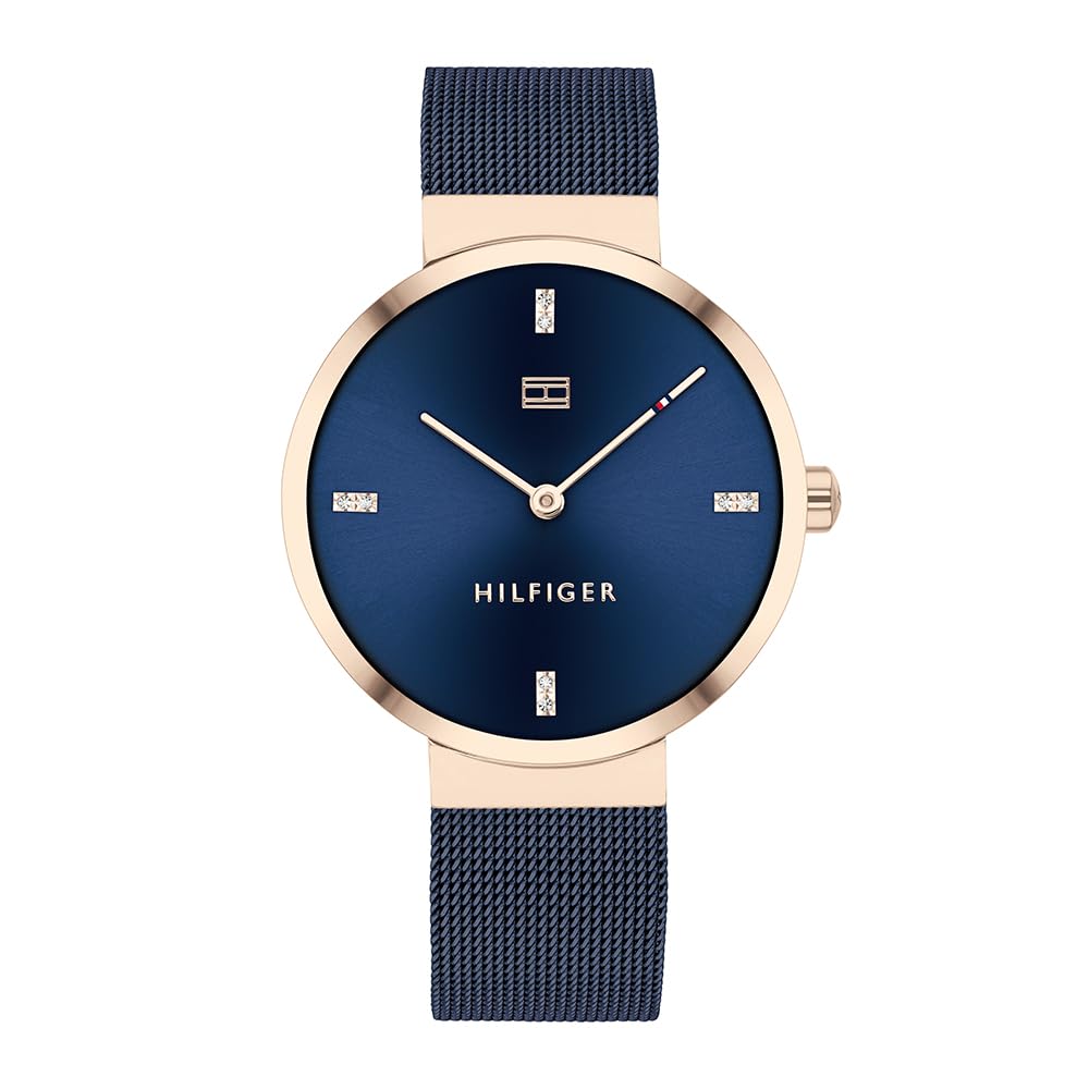 Tommy Hilfiger Reloj Analógico de Cuarzo para Mujer con Correa de Malla de Acero Inoxidable Azul - 1782219