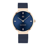 Tommy Hilfiger Reloj Analógico de Cuarzo para Mujer con Correa de Malla de Acero Inoxidable Azul - 1782219