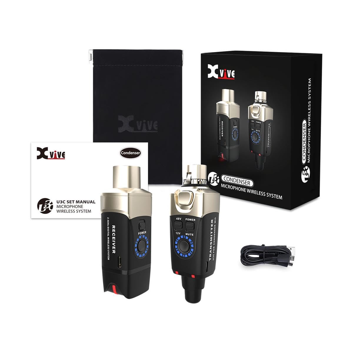 Xvive U3C Sistema inalámbrico Profesional para micrófonos de Condensador, con emisor y Receptor.
