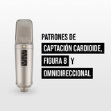 RØDE NT2-A Micrófono de condensador cardioide de gran diafragma versátil RØDE NT2-A con patrón polar conmutable, atenuador y filtro paso alto para grabación de voces e instrumentos