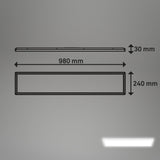 BRILONER - Plafón LED, Panel LED, Ultra Plano, Efecto Retroiluminación, Luz Blanca Neutra, 36W, 4800 Lúm, Luces Habitacion, Rectangular, Cocina, Luz, 98x20 cm, Blanco
