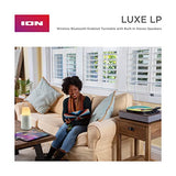 ION Audio Luxe LP - Tocadiscos de Vinilo Bluetooth con Altavoces, conversión USB, Plato de tamaño Completo, Auto-Stop, Salida de Auriculares, 3 velocidades, Madera Tintada