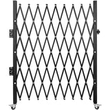 VEVOR Barrera de Seguridad Extensible Plegable Individual 1,7 x 1,26 m Valla de Escalera de Acero Enrollable 360° Puerta de Tijera o Puerta con candado, para el sótano del hogar, Garaje, Negro