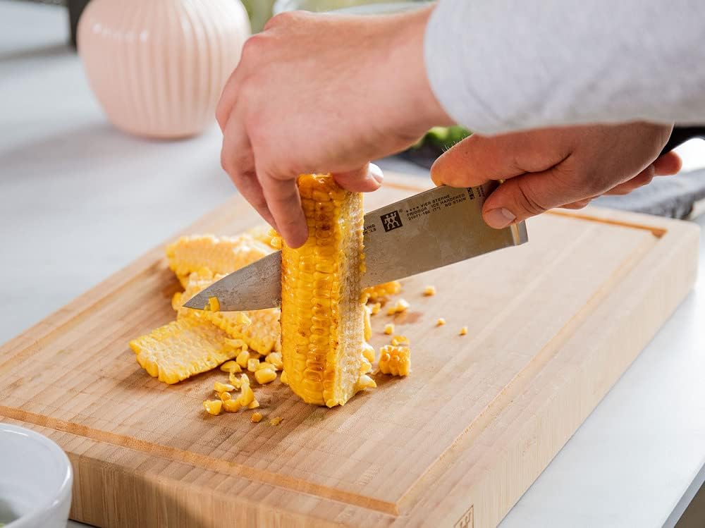 ZWILLING Juego de cuchillos, 3 piezas, Cuchillo para mechar y adornar, Cuchillo para carne, Cuchillo de chef, Mango especial de acero inoxidable/plástico, Four Star