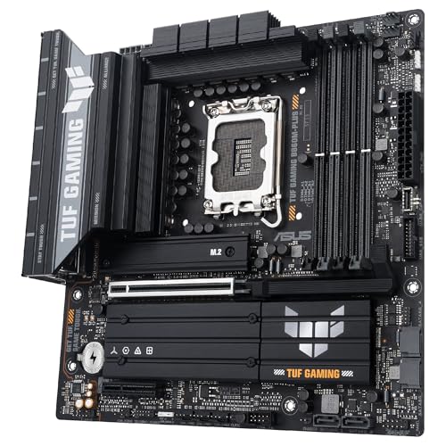 ASUS TUF Gaming B860M-PLUS, Placa Base Intel mATX, 12+1+2+1 etapas de alimentación DrMOS 80A, DDR5, PCIe 5.0, 3 Ranuras M.2, Realtek 2.5Gb Ethernet, DisplayPort, HDMI, USB 20Gbps Tipo-C