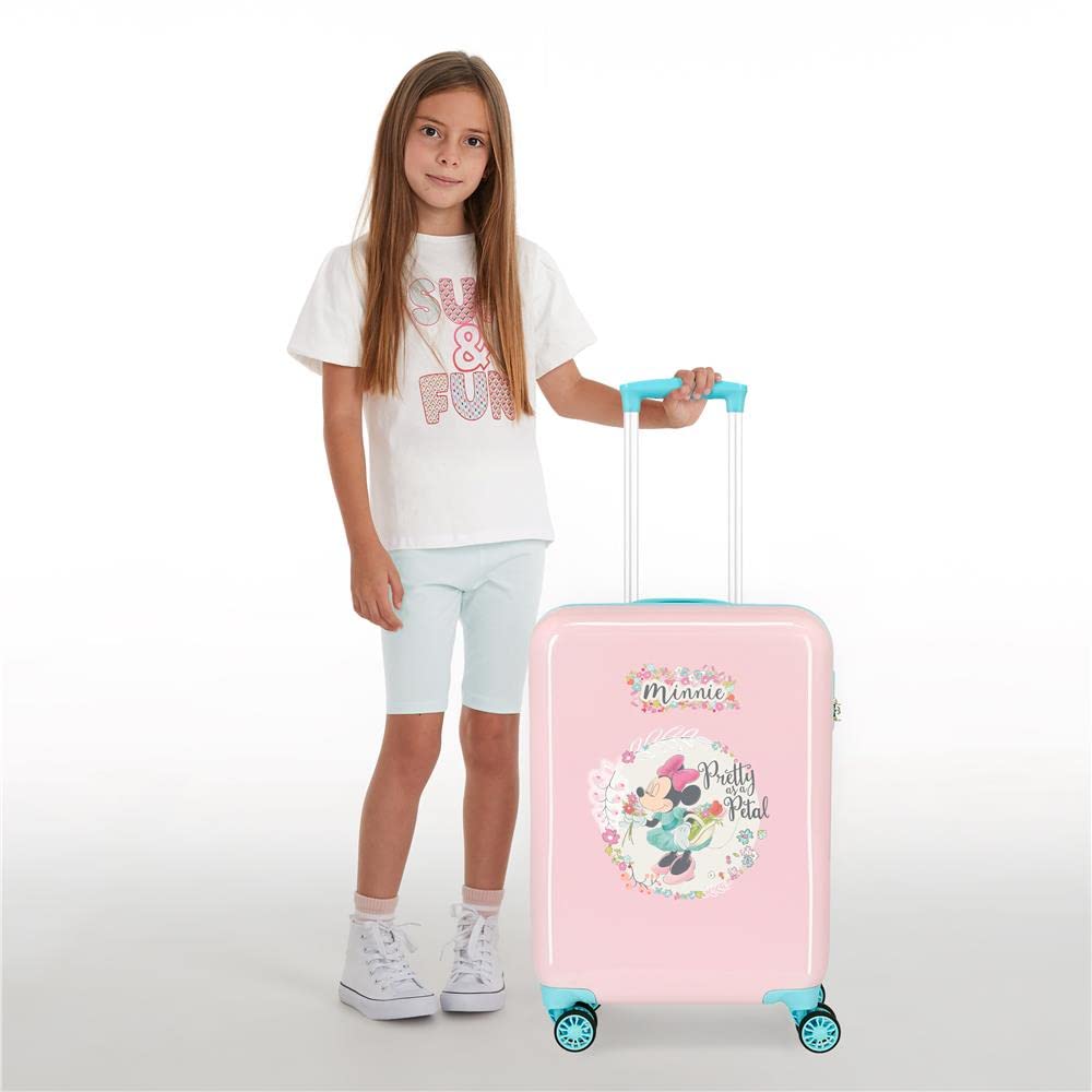 Disney Minnie Florals Maleta de cabina Rosa 38x55x20 cms Rígida ABS Cierre de combinación lateral 34L 2 kgs 4 Ruedas dobles Equipaje de Mano