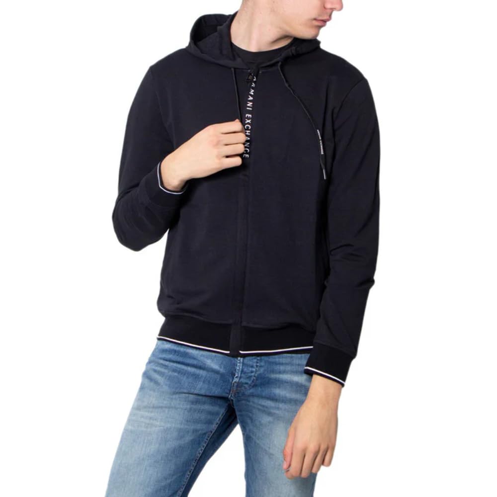 Armani Exchange French Terry Hoodie Capucha, Negro (Black 1200), Large para Hombre
