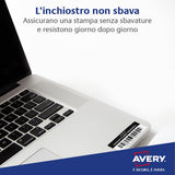 Avery España L6009-100, Etiquetas adhesivas plateadas resistentes intemperie y agua, 45,7x21,2mm, caja de 4800 etiquetas