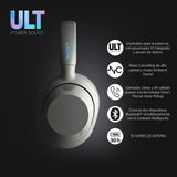 Sony ULT Wear, Auriculares inalámbricos Bluetooth con ULT Power Sound, Ultimate Deep Bass, Noise Cancelling, Calidad de Llamada nítida, hasta 30H de autonomía de batería, iOS y Android, Blanco Marfil