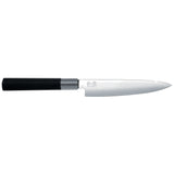 KAI Wasabi Black Juego de cuchillos 3 piezas - Cuchillo multiusos de 10 cm, Cuchillo multiusos de 15 cm, Cuchillo de chef de 20 cm - Acero inoxidable 6A/1K6 pulido 58 HRC Mango de polipropileno negro