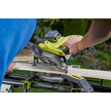 RYOBI - Ingletadora Radial a Batería 18V ONE+ 216 mm - Capacidad 70 x 270 mm a 90° - Guía Láser - Entregada con 1 Hoja de 48 Dientes, 1 Bolsa de Polvo (sin Cargador ni Batería) - R18MS216-0