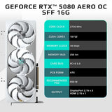 Gigabyte Tarjeta gráfica GeForce RTX 5080 Aero OC SFF 16G, Sistema de refrigeración WINDFORCE, 16 GB 256 bits GDDR7, Tarjeta de Video GV-N5080AERO OC-16GD