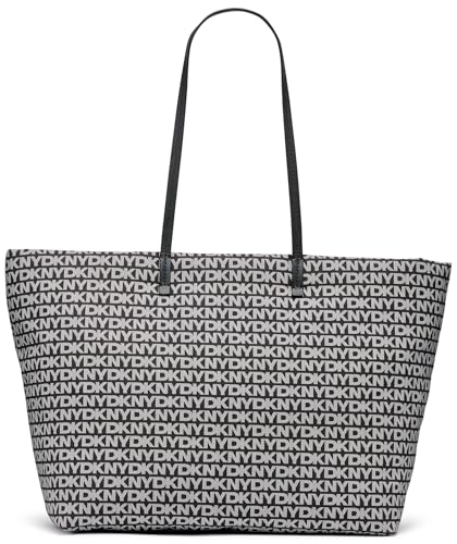 DKNY Jenny Tote, 100% poliéster con Ribete de Poliuretano Mujeres, Logotipo Negro y Negro