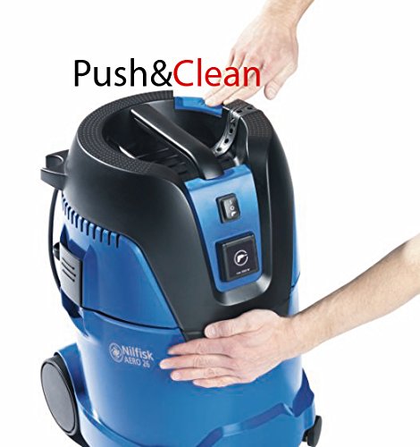Nilfisk 107406606 - Aspirador en húmedo y seco, 3600 l/min, 25 l, 1250 W, 230 V, color negro y azul