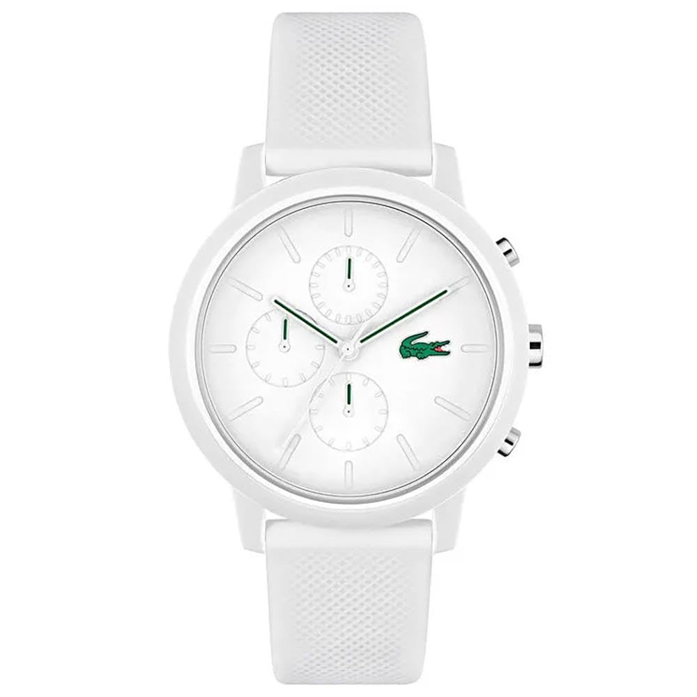 Lacoste Reloj Cronógrafo de Cuarzo para Hombre Colección LACOSTE.12.12 Chrono con Correa de Silicona Blanca - 2011246