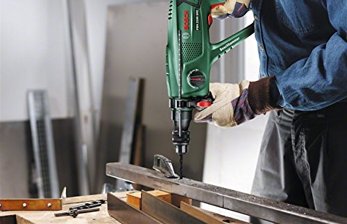 Bosch Martillo perforador PBH 2500 SRE (Portabrocas SDS, Set de 6 brocas SDS-plus, tope de profundidad, empuñadura adicional, maletín, 600 W)