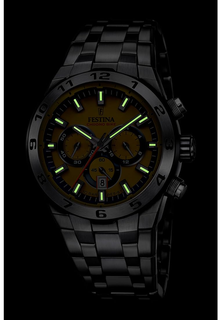 Festina Reloj Hombre F20670/4 Chrono Bike Caja de Acero Inoxidable 316l Plateado Correa de Acero Inoxidable 316l Plateado