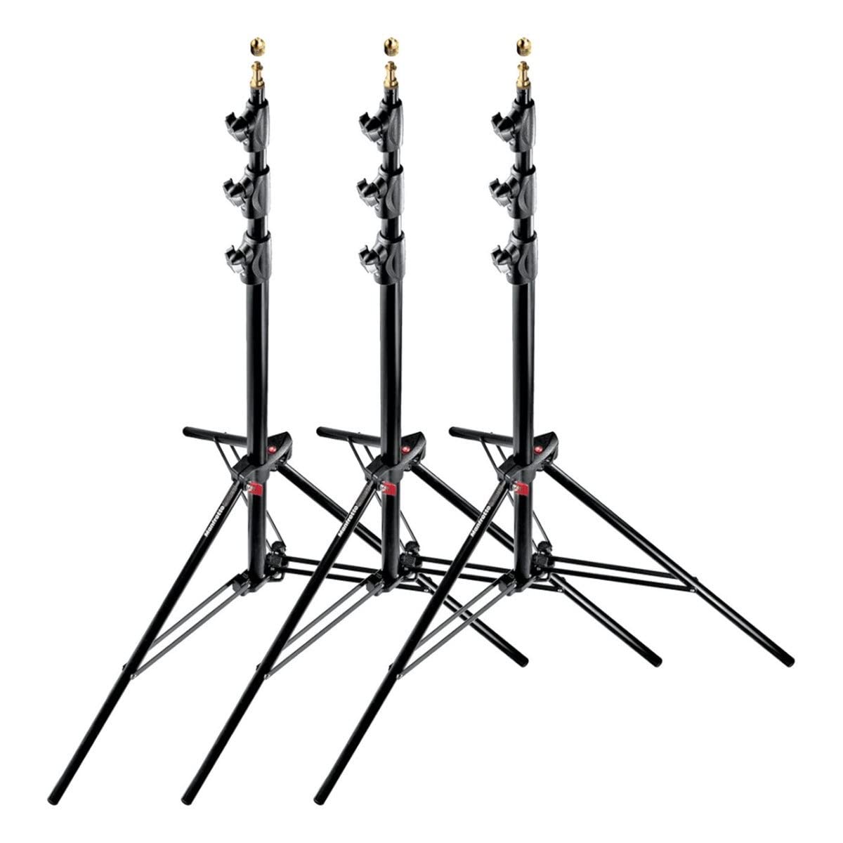 Manfrotto 1004BAC-3 - Soporte de equipos de iluminación fotográfica, pack de 3, negro