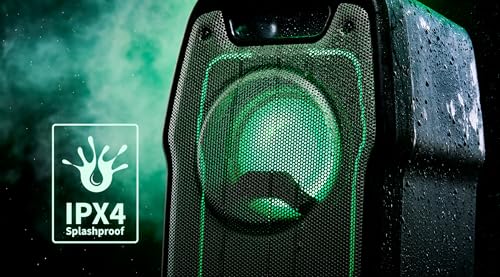 SHARP PS-931 Party Speaker, microfono, TWS, Bluetooth, 2 x USB, 2 puertos 6,3 mm para microfono y guitarra, luces multicolor, 180W p. maxima, bateria litio integrada con hasta 13 horas de reproduccion
