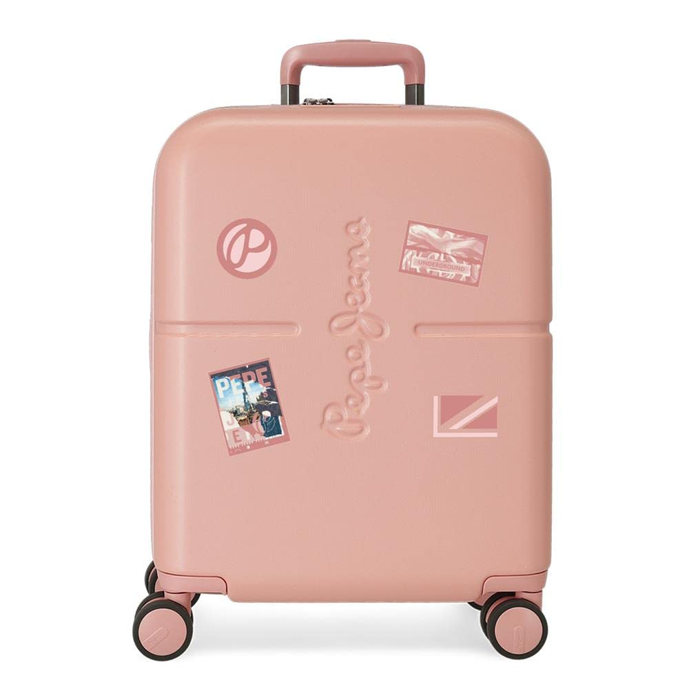 Pepe Jeans Chest Maleta de cabina rosa 40x55x20 cms Rígida ABS Cierre TSA integrado 37L 3,22 kgs 6 Ruedas dobles Equipaje de Mano