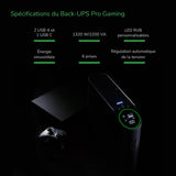APC Gaming Sistema de alimentación ininterrumpida Back UPS Pro, 2200VA/1320W, Torre, 230V, 4X Tomas Schuko y 2X IEC C13, Luces RGB, Onda sinusoidal Pura, Medianoche (Negro) BGM2200B-GR
