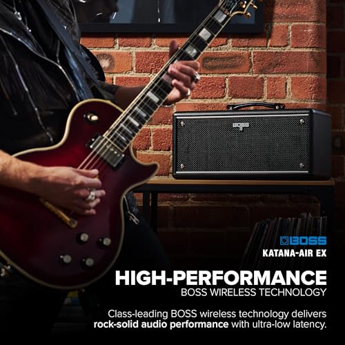 BOSS Katana-Air EX | Potente amplificador de sobremesa inalámbrico para guitarra, bajo, guitarra electroacústica y bajo electroacústico | Sonido estéreo con dos altavoces de cinco pulgadas