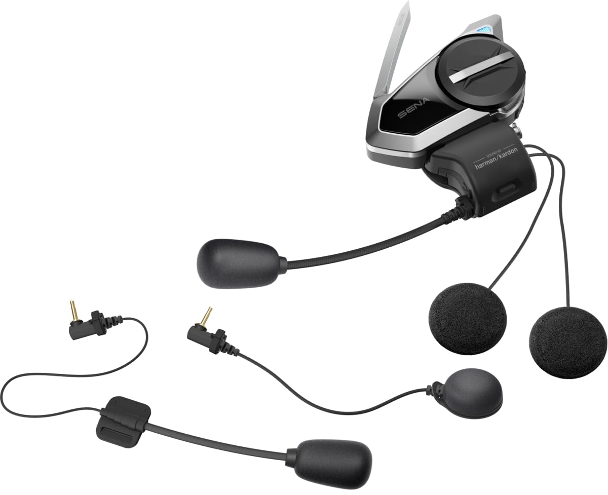 Sena 50S Sistema de comunicación Bluetooth con Interfaz Jog Dial y Sound by Harman Kardon con tecnología Mesh Intercom y Altavoces y micrófono de Primera Calidad, Paquete Doble