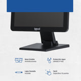 iggual Monitor Táctil 15", Formato 4:3 .- Panel Capacitivo 75Hz - Sist. Operativo Compatible : Windows 7 a 11, Android, Linux, Raspberry Pi- Conexiones: USB-A + VGA + HDMI, 300cd/m2, (MTL15X)
