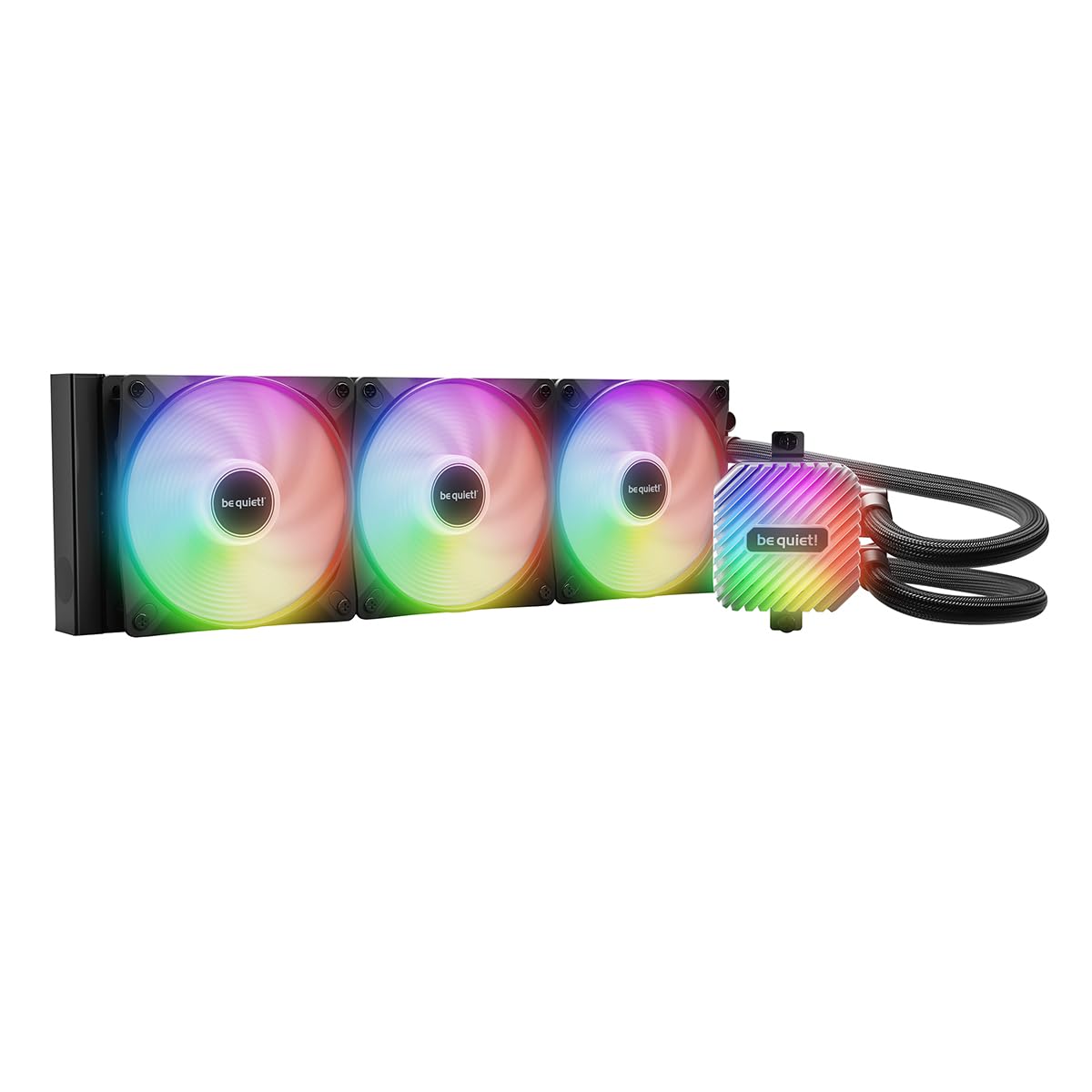 be quiet! Light Loop 360 mm Black CPU refrigerador con agua para sistemas muyoverclockeados, elegante bloque de refrigeración ARGB, 3 ventiladores Light WingsLX PWM high-speed, con ARGB-PWM-Hub