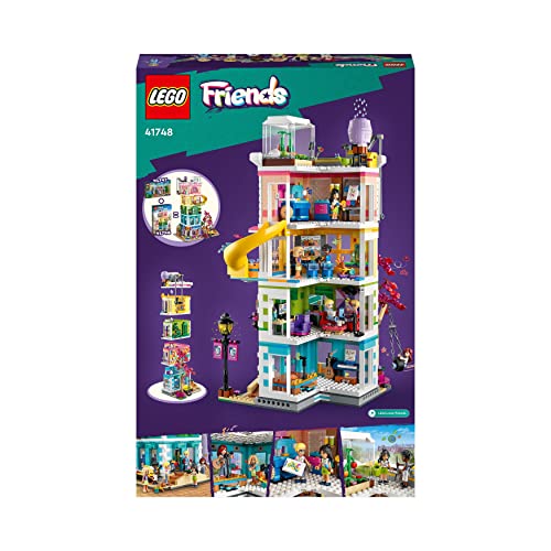 LEGO Friends Centro Comunitario de Heartlake City de Juguete - Set Modular con 5 Plantas, 6 Mini Muñecos, Figura de Perro y Accesorios Creativos - Regalo de Cumpleaños para Niñas de 9+ Años 41748