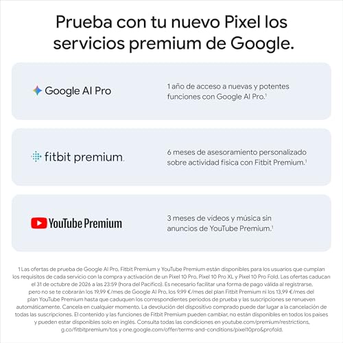Google Pixel 10 Pro - Smartphone Android Libre con Gemini, Sistema de cámara Trasera Triple, batería de más de 24 Horas y Pantalla Super Actua de 6,3" - Obsidiana, 128GB