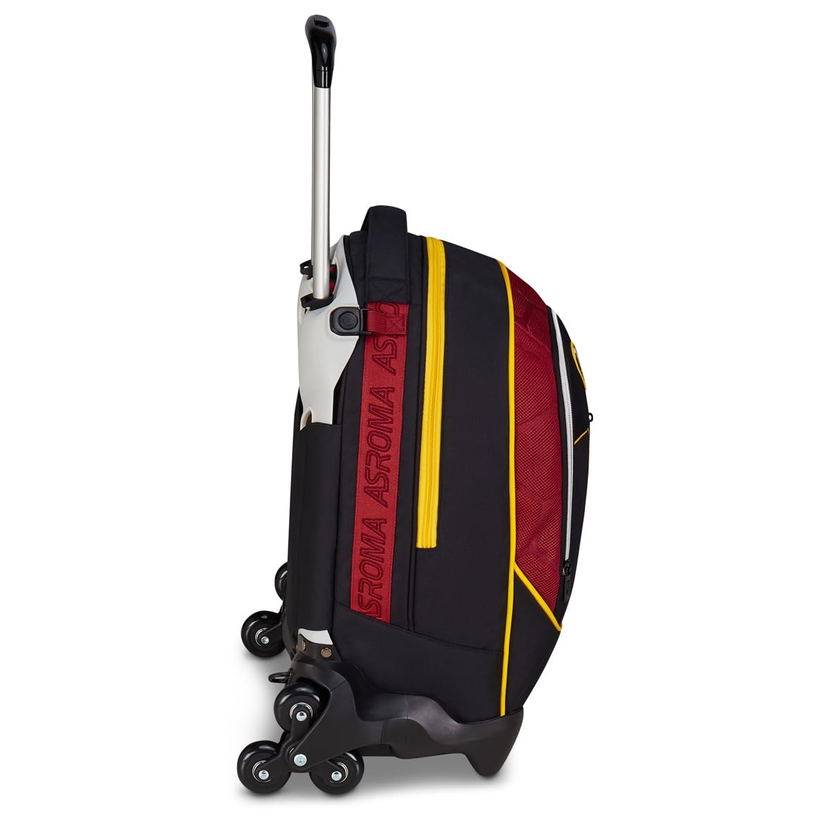 Seven AS Roma - Trolley escolar Jack de 3 ruedas, color negro, mochila con carro desmontable de 33 litros, para escuela primaria y secundaria, para niño, fútbol, Negro, Talla única, Casual