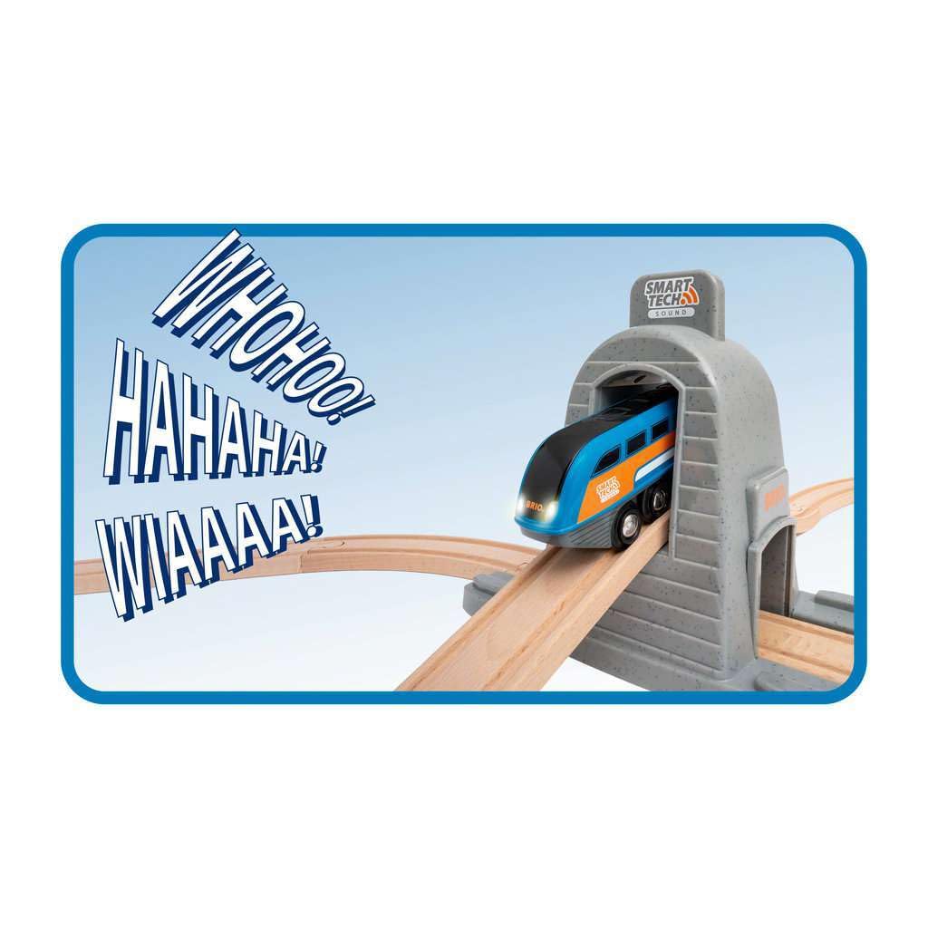 Brio World - Set Deluxe con Túnel de Acción, Smart Tech Sound, BRIO Ferrocarriles, Set de Construcción de Madera, Tren Juguete, Juguetes Niños 3 Años o más, Juegos Educativos 3 Años