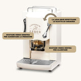 FABER COFFEE MACHINES | Modelo Pro Deluxe | Cafetera monodosis ese 44 mm | acabados cromo | Prensacialda de latón (Pure White)