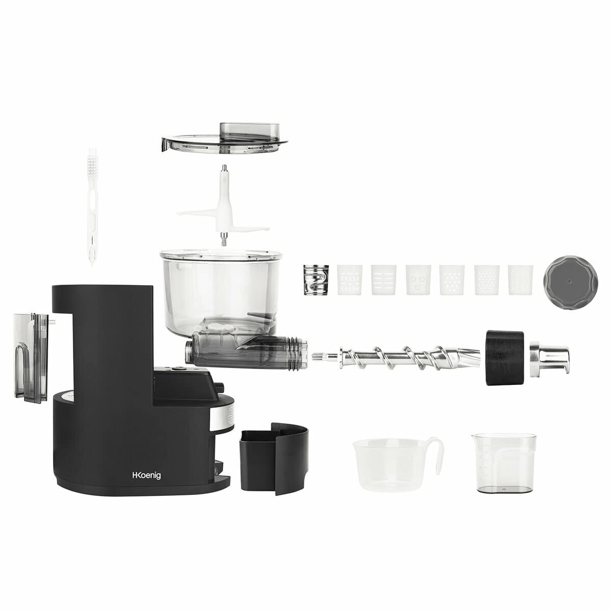 H.Koenig Pasta Maker HOMY90, 600g pasta, 375ml agua, 6 programas automáticos sin gluten, 7 moldes para pasta, balanza integrada, 220W