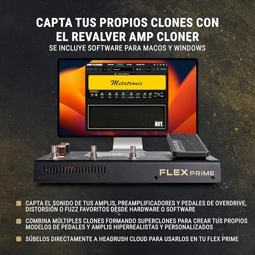 HeadRush Flex Prime - Pedal Multiefectos para Guitarra y Bajo y Procesador de Modelado de Amplis con Pantalla Táctil, Looper, WiFi, Bluetooth y USB