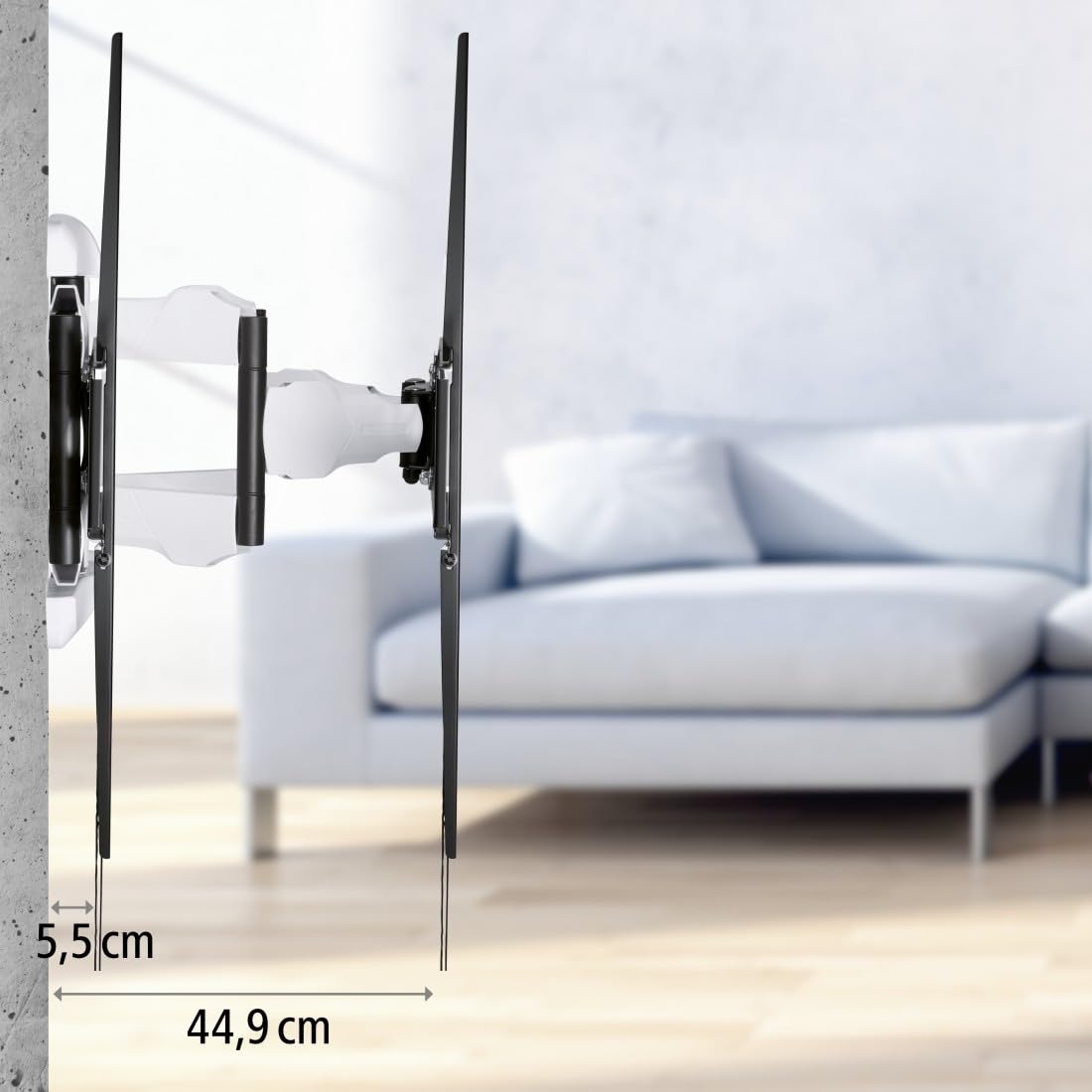 Hama Soporte de Pared para TV (3 articulaciones, 90 Pulgadas, VESA 800 x 600, LCD/LED, para TV, Montaje en Pared, Giratorio 120 Grados, Inclinado, Acero, Capacidad de Carga máxima de 75 kg, bisagras