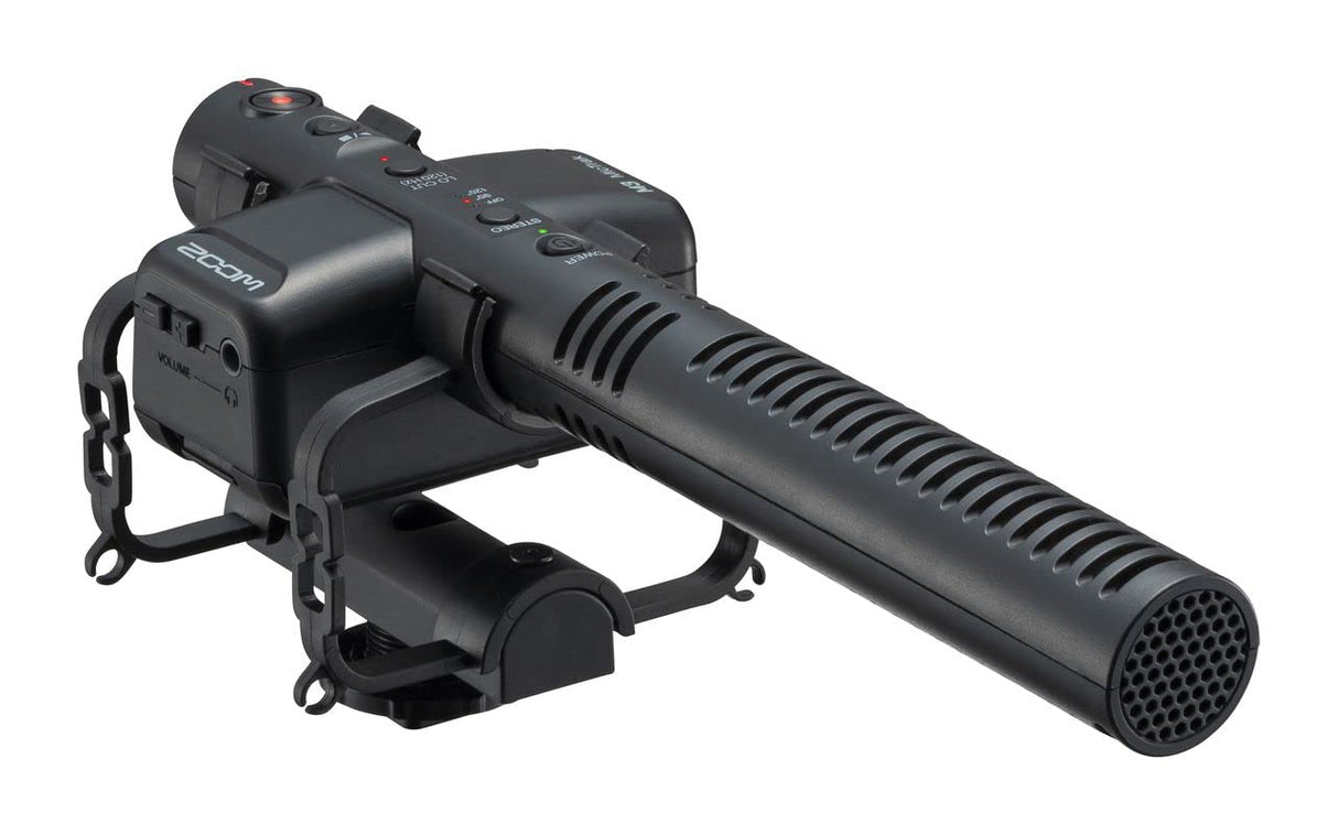 Zoom M3 MicTrak Micrófono estéreo Shotgun para cámara a 32-bit con Coma Flotante, Modos 90 Grados, 120 Grados y Mono, Soporte Amortiguador, micrófono Compatible USB y Alimentado por Pilas
