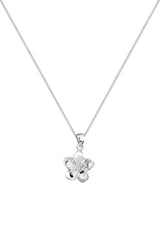 Elli Premium señorías-collar con colgante frangipani flor circonios 925 plata diamante (0.03 ct) Blanco corte brillante 45 cm - 0108771115_45