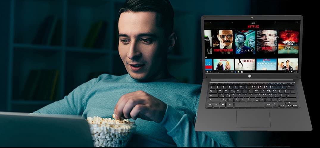TECHBITE Portátil ZIN BIS de 14,1" HD, 64 GB EMMC, portátil de oficina, portátil delgado, gran panel táctil, windows 10 pro, Intel Celeron N3450 de cuatro núcleos, 5000 mAh, Teclado QWERTY, Teclado EN