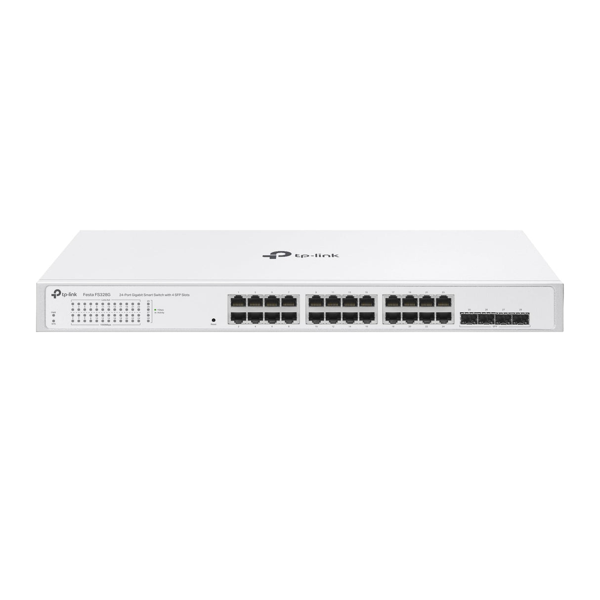 TP-Link Festa FS328G - Switch Gigabit de 24 Puertos con 4 Ranuras SFP, Gestión en la Nube, Optimización de Red para Empresas, Seguridad y Rendimiento Estable