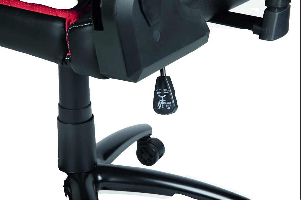 Konix Drakkar Silla de Oficina Gaming Berserk - Inclinación del Asiento 160° - Cuero sintético Liso - Negro y Rojo