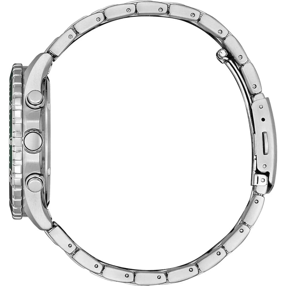CITIZEN Reloj analógico de Cuarzo para Hombre con Correa de Acero Inoxidable AT2561-81X, Verde, Pulsera